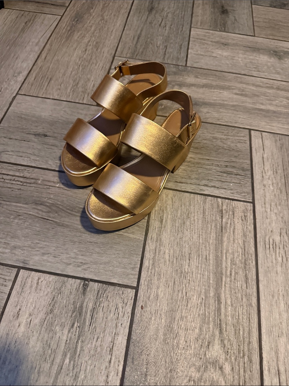 H&M Metallic Gold Platform Sandals